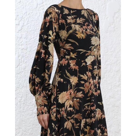 Zimmermann Unbridled Basque Mini Dress Black Floral, size "1" (size small) - Picture 7 of 9